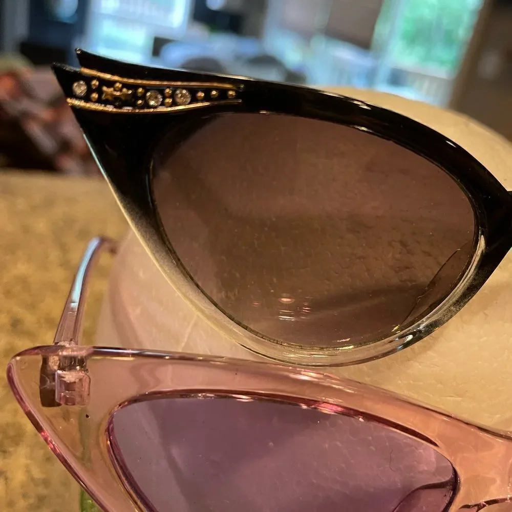 Women’s Cat Eye Sunglasses Black Pink Green Sparkle